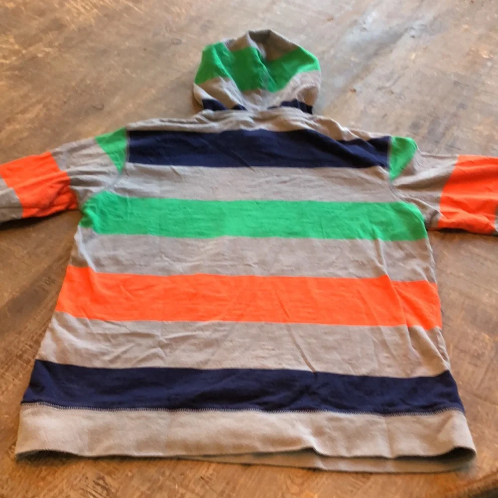 Old Navy Boys Stripped Hoodie Pull Over Tee Shirt